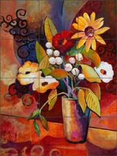 Floral Tile Backsplash Warren Cullar Vase Art Ceramic Mural WC166