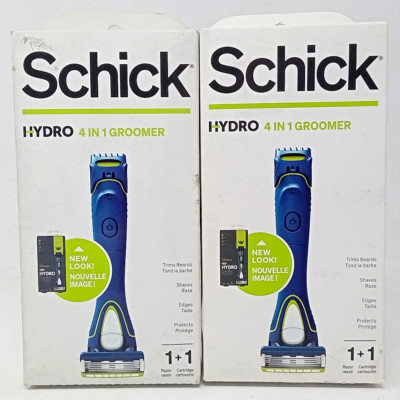 Lot of 2 - Schick Hydro 4 In 1 Groomer - 1 Razor/1 Cartridge - NEW