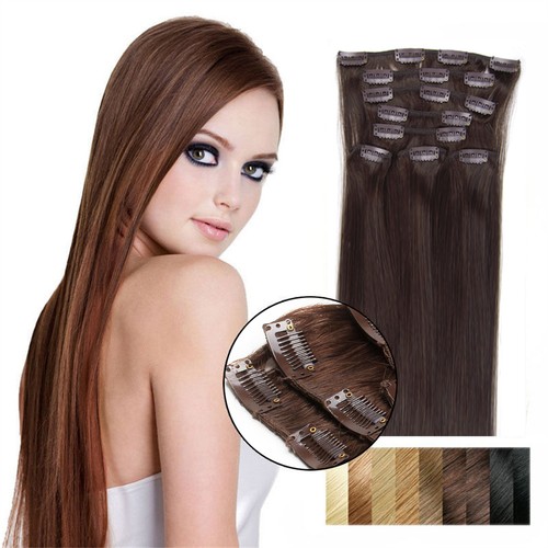 Extensiones de cabello humano Remy 24" 100 % grueso real clip en trama cabello brasileño 120gr - Imagen 21 de 54