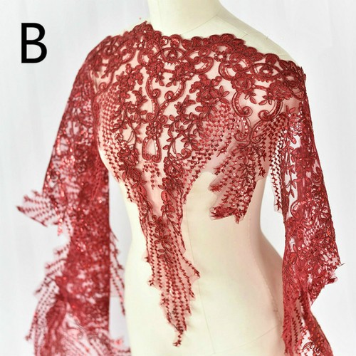Sequin Embroidered Floral Lace Fabric Wedding Bridal Dress Decor DIY Elegant New - Picture 20 of 28