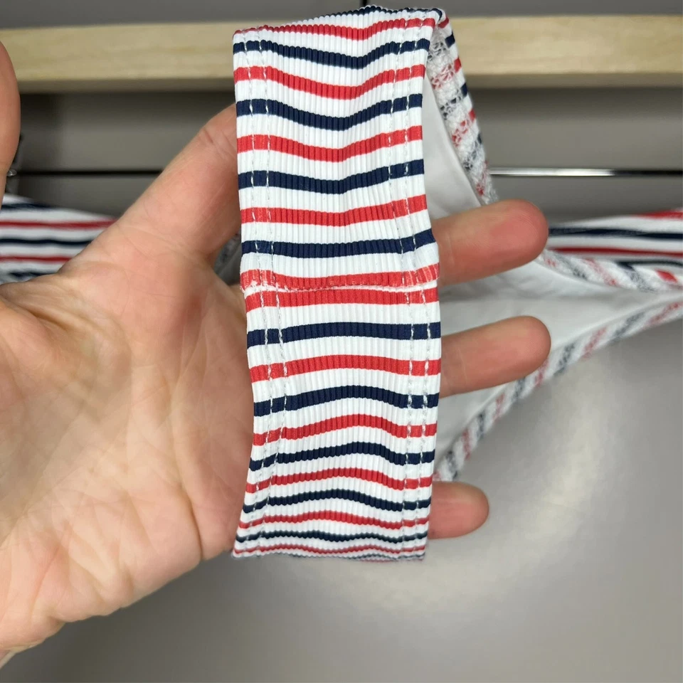 Frankies Bikinis Traje de Baño Parte Inferior Mujer Mediano Rojo Blanco Azul Rayas Tanga EE. UU. Foto 4 de 4