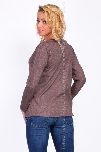 Damas Versátil Informal Top Mangas Largas Cuello Barco Túnica Camiseta Talla 8-12 FT485 - Imagen 5 de 6