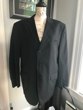 44R Jones New York Black 3 Button Wool Sport Coat Jacket Blazer Mens 44 R