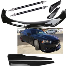 Front Bumper Lip Splitter Spoiler Body Kit Side Skirt For Dodge Charger RT SRT