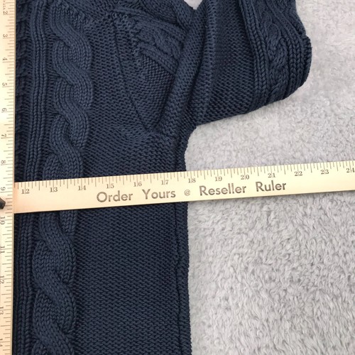 LL Bean Sweater Womens M Classic Navy Fisherman Knit Cotton Crew Pullover NEW - Picture 10 of 11