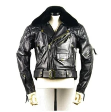 Mens Original Cow Thick Leather Brando Black Jacket Motorcycle Biker Gay Bluf