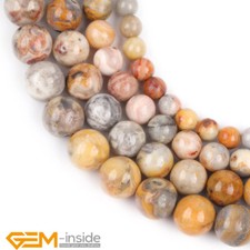 Natural Yellow Crazy Lace Agate Gemstone Round Loose Beads Jewelry Making 15" AU
