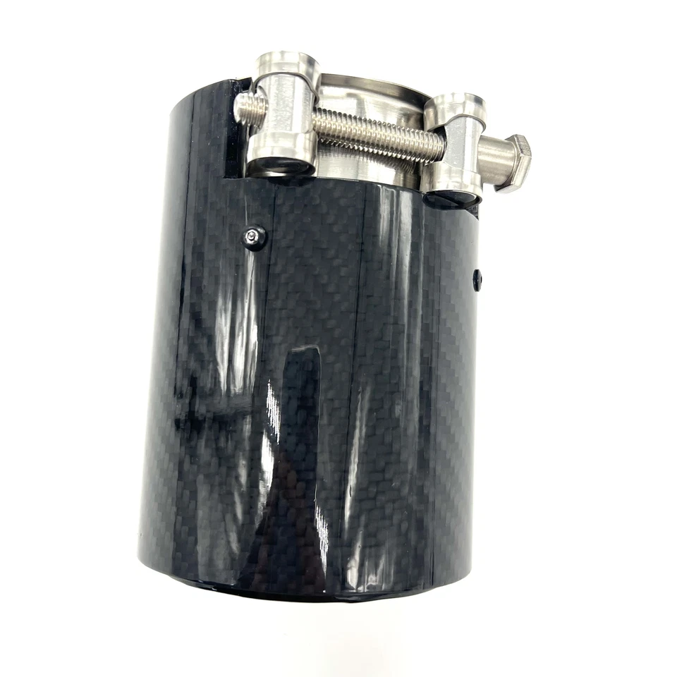 4PC For BMW F80 M3 F82 M4 Carbon Fiber Stainless Steel Tip 70MM 2015-2019 Black - Image 4 of 4
