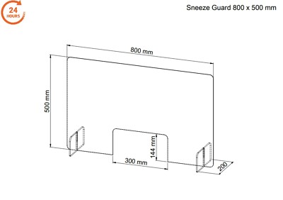 800x500mm Sneeze Guard  Clear Acrylic Hygiene Screen Barrier Protective-shield