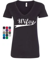 Wifey Cute V-Neck T-Shirt Bride Wedding Wife Marriage