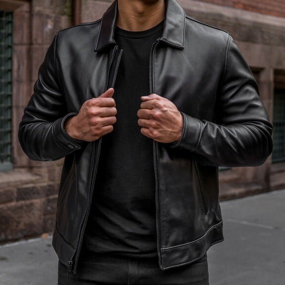 本羊革 ライダーバイカージャケットレザーコート Sheep Leather Rider Biker Jacket44 Men's Biker Real Leather Jacket Cafe Racer Pure Soft Sheep Skin