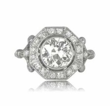Art Deco 1.50CT White Round Cut CZ Antique Engagement Wedding Ring 925 Silver