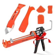 ValueMax Caulk Gun and Caulk Scraper Kit, 10 OZ 3 in 1 Sealant Finishing Tool