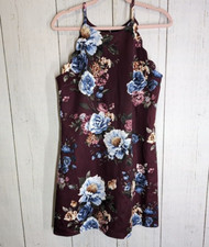 IZ Bayer Size XL Maroon Floral Sleeveless Casual Womens Juniors Dress