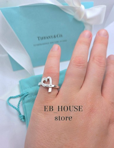 Tiffany & Co Sterling Silver Paloma Picasso Diamond Loving Heart Ring Size 6.75 - Picture 8 of 10