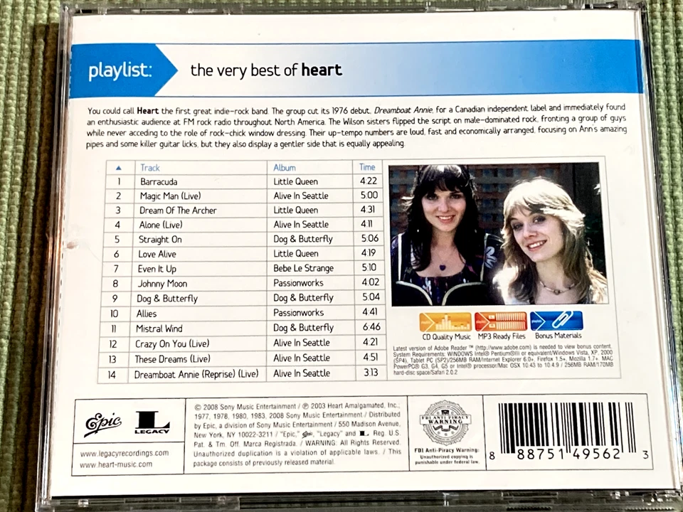 HEART PLAYLIST: THE VERY BEST OF 14 TRACK CD FREE SHIPPING Foto 2 de 3