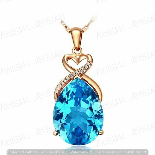2.25Ct London Blue Topaz Solitaire Women's Pendant With Chain 14K Rose Gold Over - Picture 5 of 7