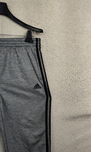 Adidas Boys Sweatpants Extra Large Gray Striped 100% Polyester Drawstring Jogger - Picture 3 of 19