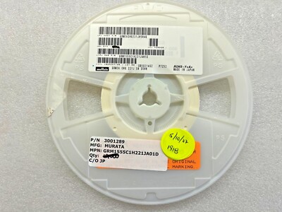 (1,918 PIECE REEL) GRM1555C1H221JA01D MURATA CAP CER 220PF 50V C0G/NP0 0402 ROHS
