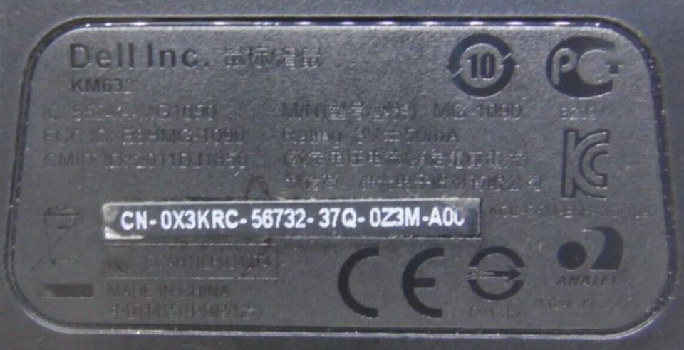 Original Dell Wireless Laser Mouse KM632 w/ Dongle 0X3KRC - Image 2 of 4