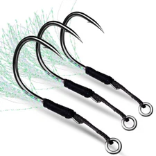20/50PCS Assist Hooks Jigging Fishing Hook with PE Line Split Ring Teaser #11-19