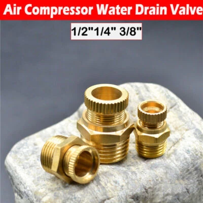 MARKENLOS PT 1/2"3/8"1/4"Außengewinde Metall Luftkompressor Wasserablassventil Messing Ton