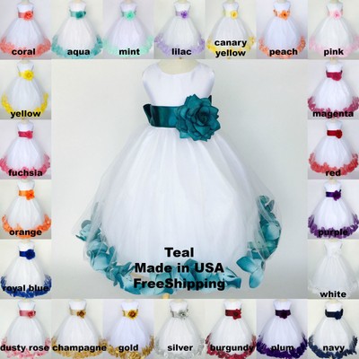 Flower Girl Tulle Dress ALL SIZES Canary Yellow Rose Petal Easter Pageant #24
