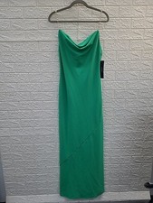 New Aidan by Adrianna Papell Green Knit Crepe Cowl Neck Gown Size 8