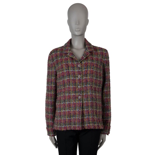 70683 Auth CHANEL Multicolor Wool Mohair 2022 22K TWEED OVER-SHIRT Shirt 42 L