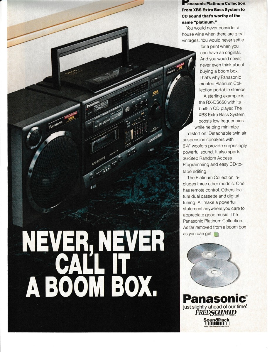 Panasonic Portable Stereo Print Ad 1990 XBS Extra Bass System