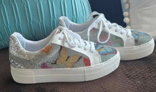 Betsey Johnson Lindsay Blue/multi Rhinestone Butterfly tennis shoes/sneakers 6.5