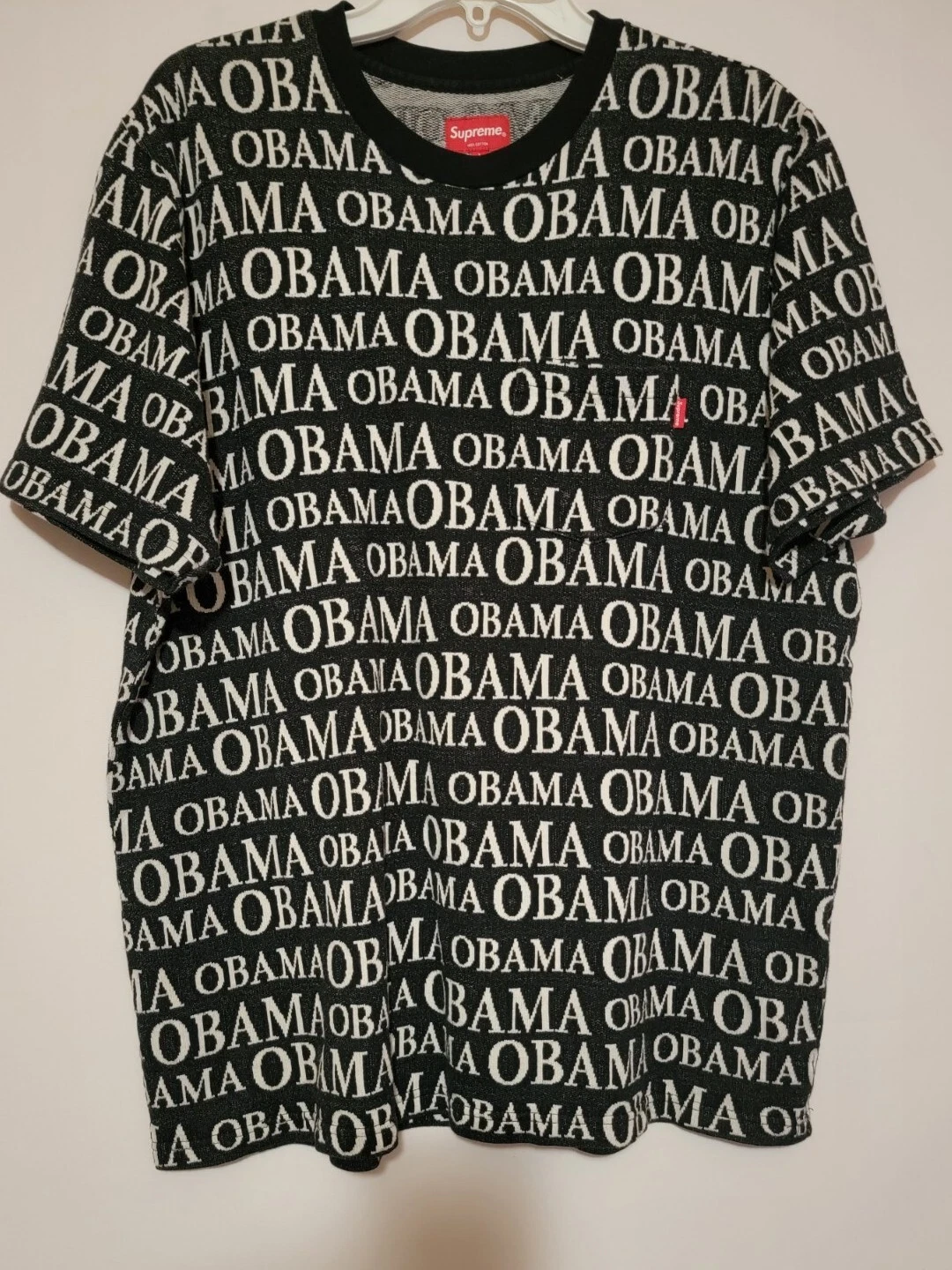 T shirt homme Supreme Obama Jacquard noir/blanc taille grand d'occasion. 