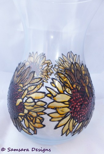 Sunflower Handcrafted Flower Vase Hippy Boho Ethnic Gift Unique - Picture 2 of 3