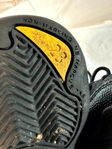 Jordan 12 Retro Sneakers Kids Size 6C Black Yellow Logo Low Top 850000-071 - Picture 14 of 14