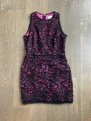 Milly Hot Pink Dress With Black Lace | eBay Milly Hot Pink Dress With Black Lace | eBay