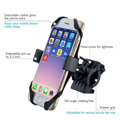 Support de montage en silicone pour téléphone portable GPS moto VTT vélo vélo 360 rotation - Photo 8 sur 9