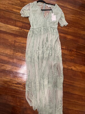 Dress Day Dress Large, Sage, Shorts Lining, Lace overlay dress | eBay