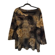 Vintage Floral Top Womens 2X Dark Floral Y2K 90's Whimsigoth Fairy Grunge USA