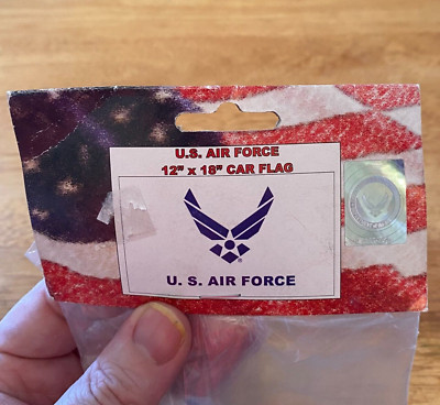 12x18 Air Force Wings Car Vehicle 12''x18'' Flag - Color White with Blue Wings