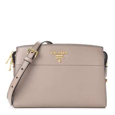 PRADA Cipria Saffiano And City Calf Leather Bandoliera Bag