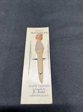 Vintage Novelty Bookmark Hand Carved By R. Audet, Loretteville, Quebec Canada