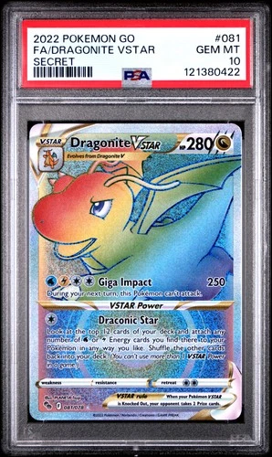 2022 POKEMON GO SECRET #081 FULL ART/DRAGONITE VSTAR PSA 10