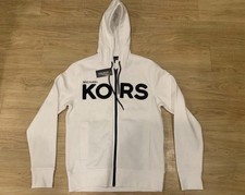 Michael Kors Men s Embroidered Stitched Big Logo Full-Zip Hoodie White NWT M