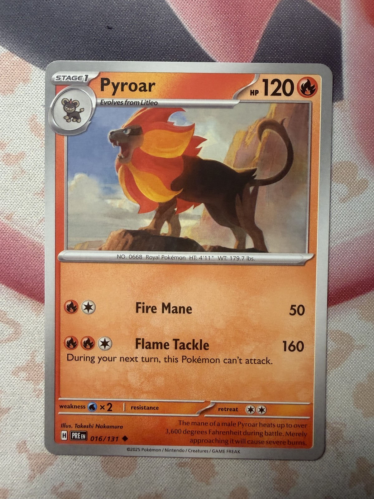 Pyroar Uncommon SV: Prismatic Evolutions 016/131 NM English Pokemon Card