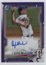 2021 Bowman Chrome Prospects Purple Refractor 196/250 Dylan MacLean Auto lh0