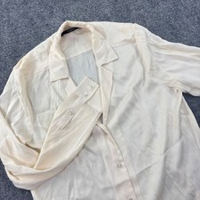 Quince Silk Blouse Small Cream Stretch Washable Notch Lapel Long Sleeve Womens Quince Silk Blouse Small Cream Stretch Washable Notch Lapel Long Sleeve Womens