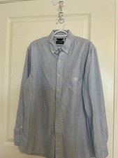 CHAPS mens large blue strip long sleeve dress shirt preppy cotton