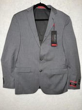 Kenneth Cole Suit Jacket Blazer Mens 40L Gray AWEAR-TECH Awearness Slim Fit