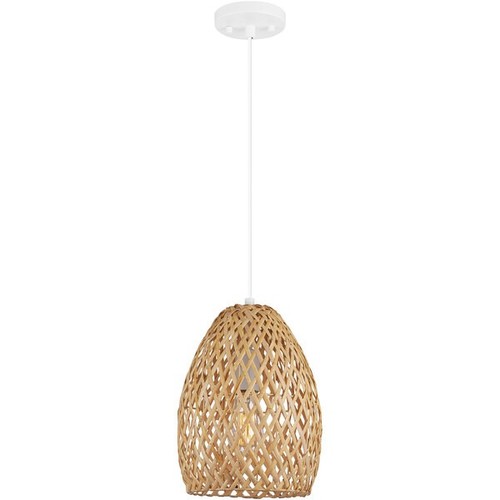 Globe Bohemian Chic Natural Twine / Matte White Pendant Light - 120V, 60W -2ct