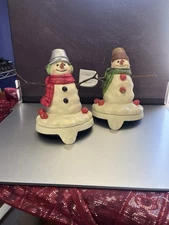 Hallmark Mitford Snowman Stocking Hanger LOT-2  Jan Karon Painted Cast Iron